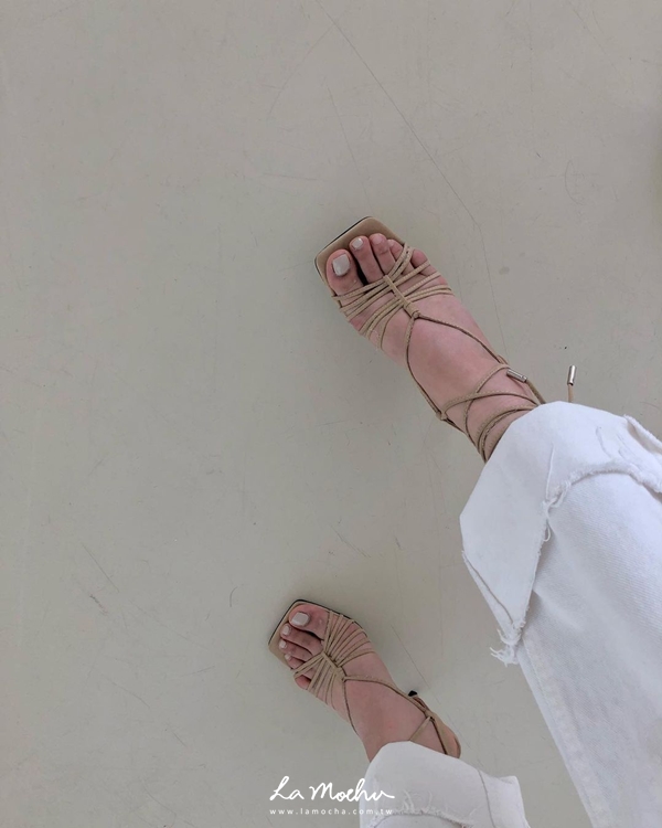 麂皮羅馬綁帶細跟鞋(偏小/9CM)(闆娘清單)